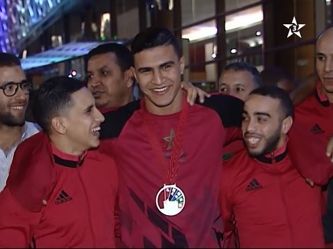 شاهد استقبال حافل للبطل المغربي أشرف أوشن ورفاقه
