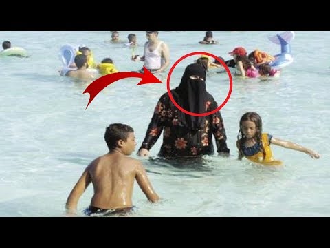 بالفيديو  سيدة المنقبة تحاول اختطاف طفل على أحد شواطئ المغرب