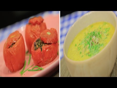 طريقة عمل طماطم محشية  شوربة الدجاج بالعدس